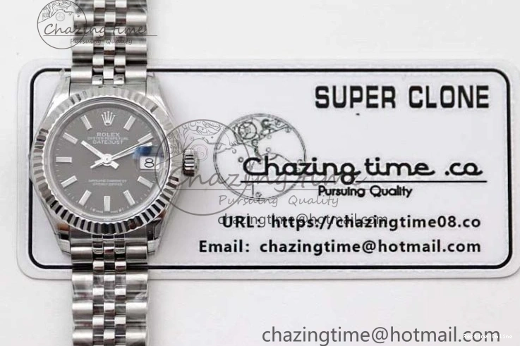 1231 Lady DateJust 28 SS TWF 1:1 Best Edition 904L Steel Black Dial on President Bracelet NH Unisex 2176